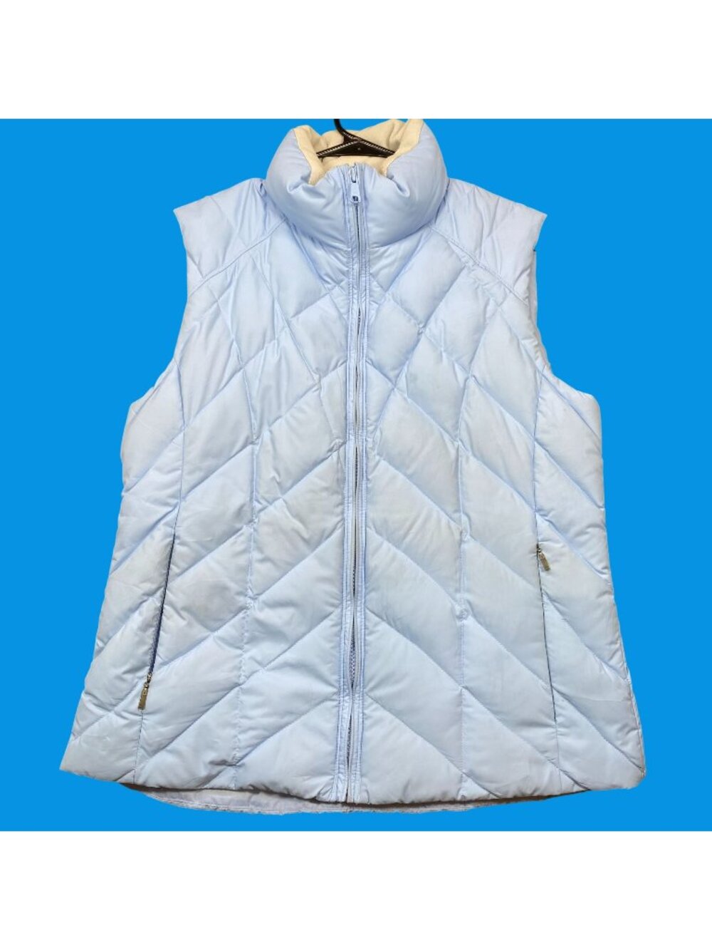 Columbia Womens Light Blue Quilted Puffer Vest M Polyester Nylon Down Insulation